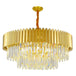 Postmodern Round Gold Stainless Steel Crystal Led Chandelier - Contemporary Illumination For Dining