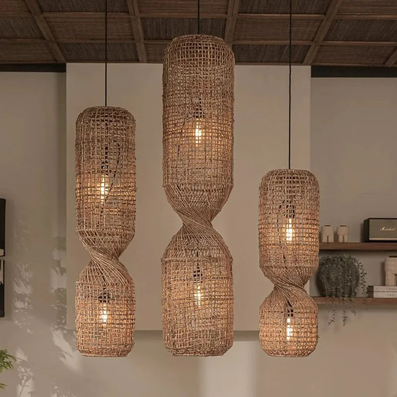 Chinoiserie Rattan Pendant Light - Vintage-Inspired Decorative Knob Lighting for Living Room & Kitchen Online