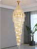 Modern Luxury Staircase Chandelier - Golden Elegance With Crystal Accents For Duplex Buildings High