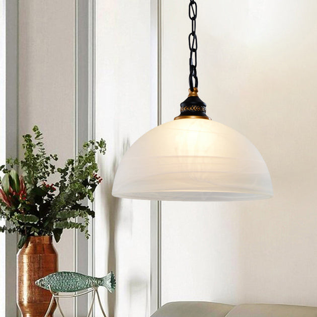 Millie Vintage White Frosted Glass Pendant Light