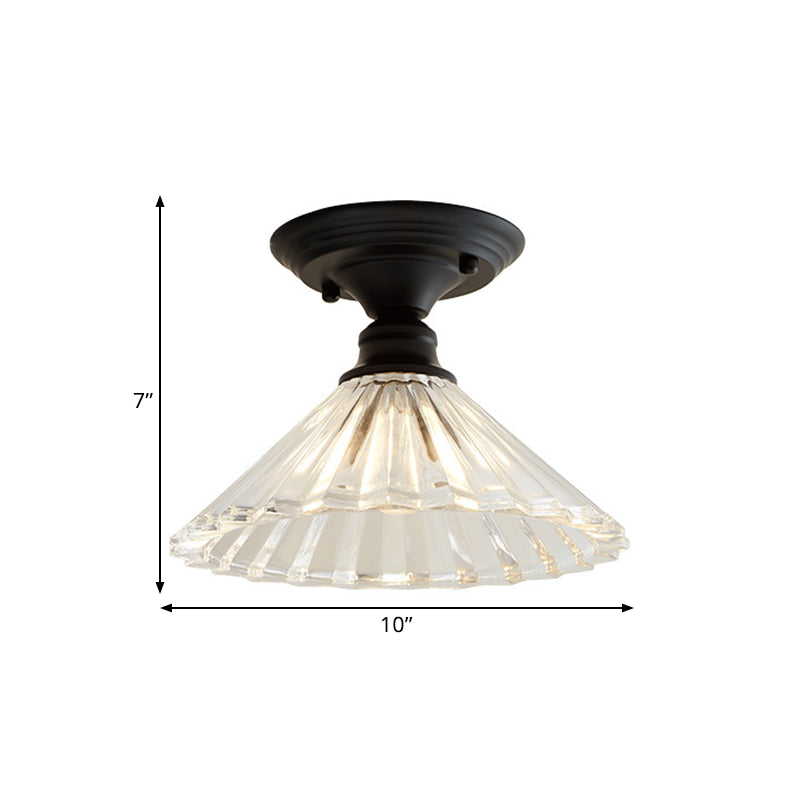 Ximena Industrial Wavy Glass Semi - Flush Mount Light