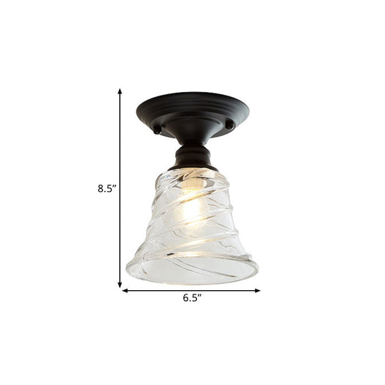 Ximena Industrial Wavy Glass Semi - Flush Mount Light