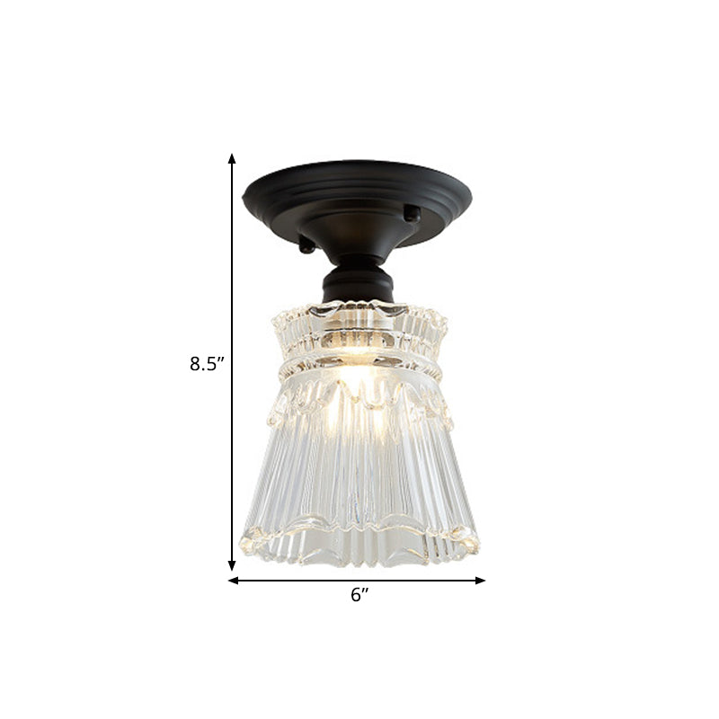 Ximena Industrial Wavy Glass Semi - Flush Mount Light