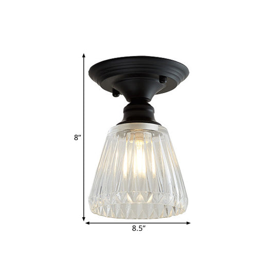 Ximena Industrial Wavy Glass Semi - Flush Mount Light