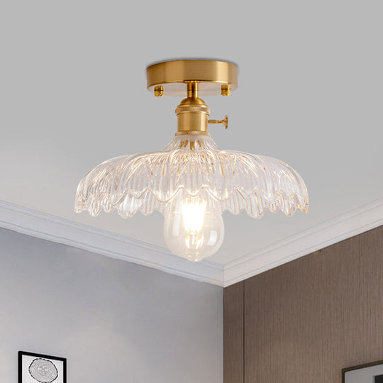 Illuminate Your Living Room With Industrial Charm: The Modern Brass Semi - Flush Ceiling Light
