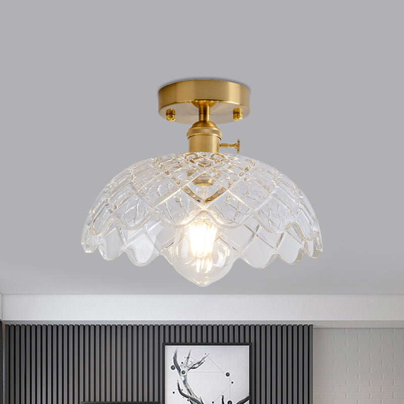 Illuminate Your Living Room With Industrial Charm: The Modern Brass Semi - Flush Ceiling Light