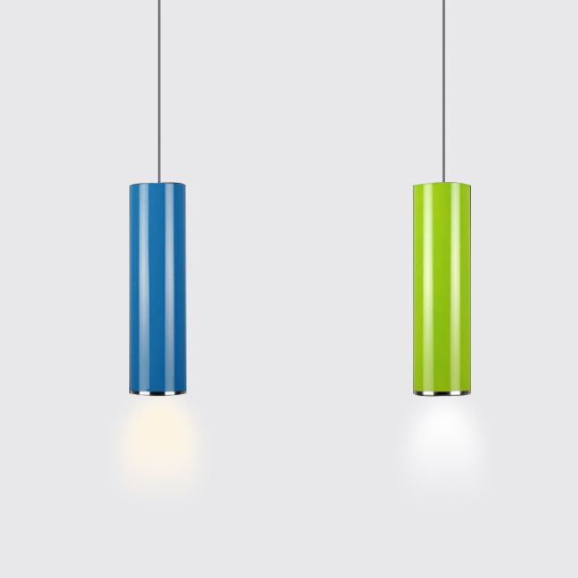 Olivia’s Modern Cylinder Pendant - Adjustable Hanging Light In Blue Or Green