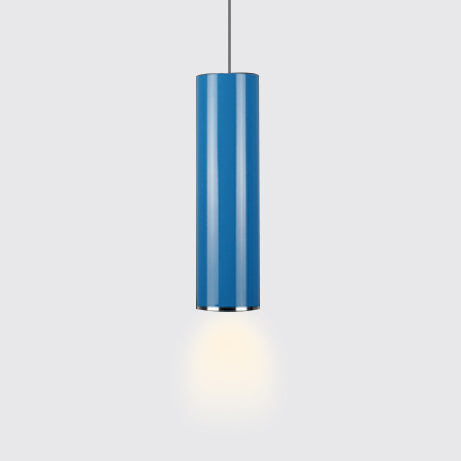 Olivia’s Modern Cylinder Pendant - Adjustable Hanging Light In Blue Or Green / 11’ Warm