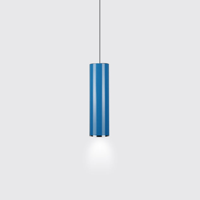 Olivia’s Modern Cylinder Pendant - Adjustable Hanging Light In Blue Or Green / 11’ White