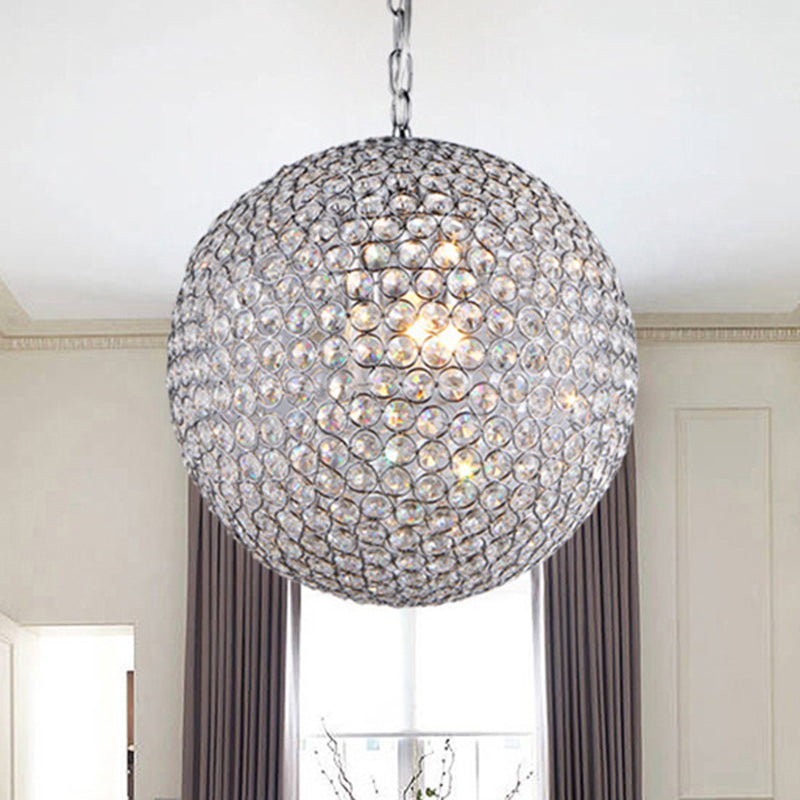 Isabella’s Sparkling Symphony: Modern Led Chandelier With Crystal Orb Shade Silver / 6’