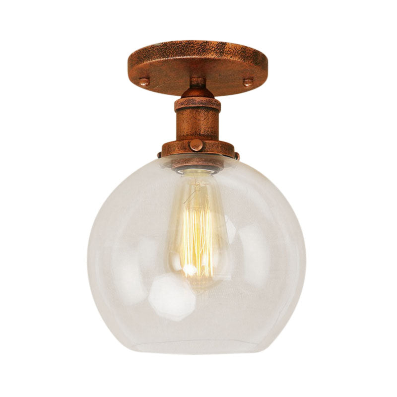 Naomi - Industrial Glass Globe Semi - Flush Mount Light