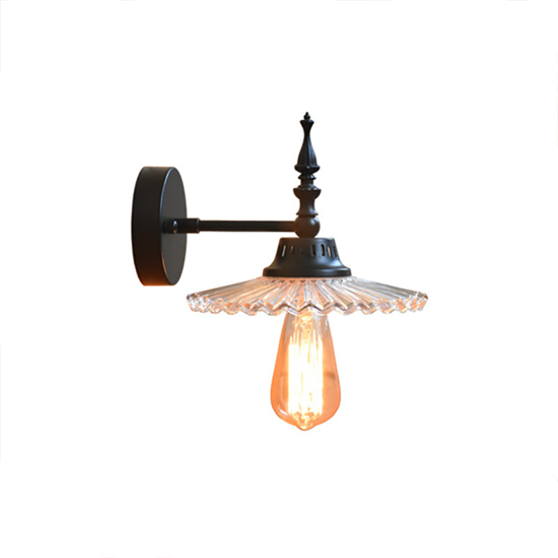 Light Up Your Space With Industrial Chic: The 1 - Light Black Sconce Clear/Green Glass