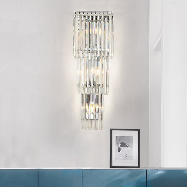 Jane Prismatic Glow: Modern 3 - Light Wall Sconce Clear