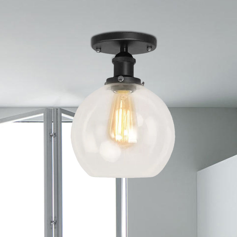 Naomi - Industrial Glass Globe Semi - Flush Mount Light