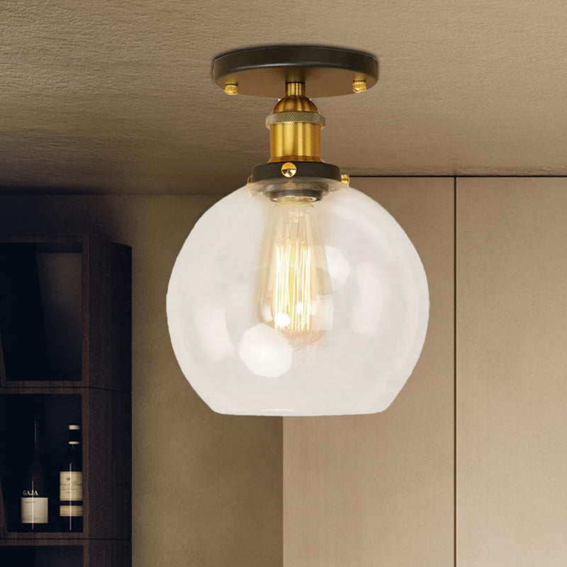 Naomi - Industrial Glass Globe Semi - Flush Mount Light