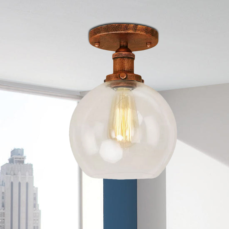 Naomi - Industrial Glass Globe Semi - Flush Mount Light