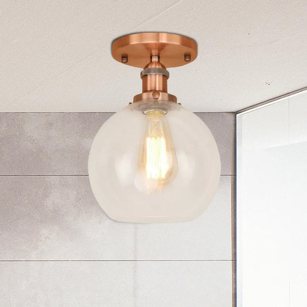 Naomi - Industrial Glass Globe Semi - Flush Mount Light