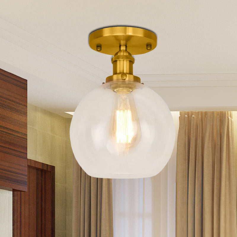 Naomi - Industrial Glass Globe Semi - Flush Mount Light