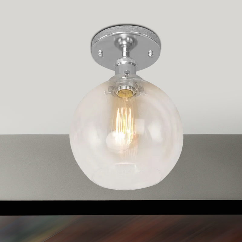 Naomi - Industrial Glass Globe Semi - Flush Mount Light