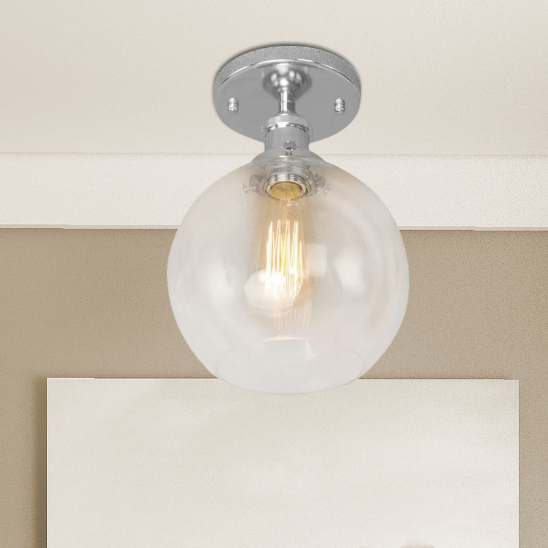 Naomi - Industrial Glass Globe Semi - Flush Mount Light