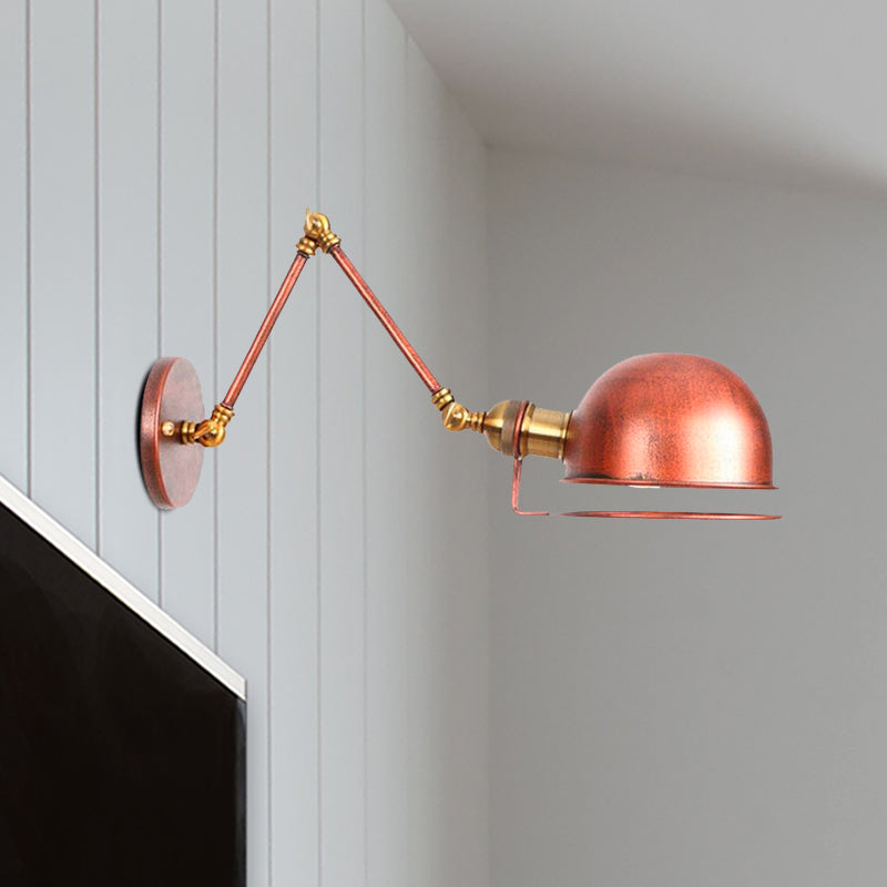 Vintage Style Swing Arm Wall Light With Brass/Copper Finish And Bowl Shade - 1 - Light Mount Design