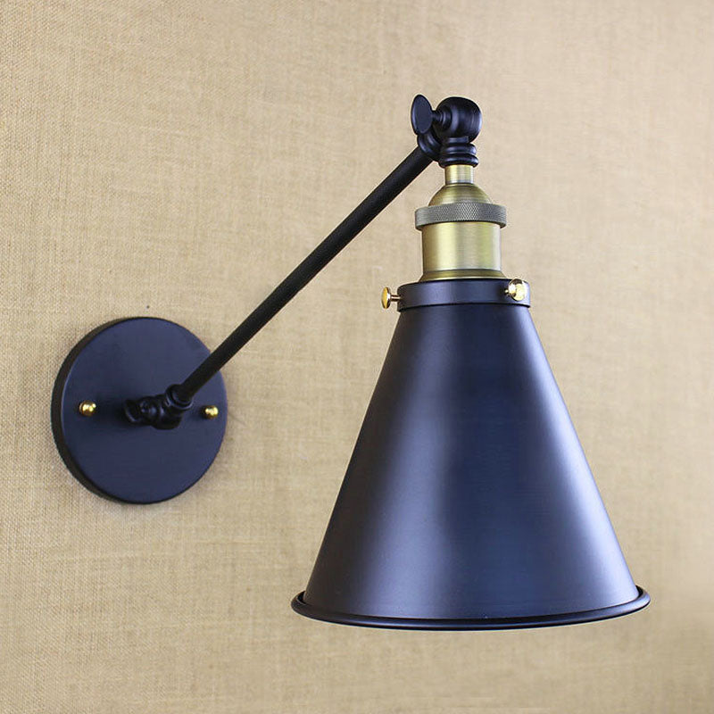 Avery - Industrial Swing Arm Sconce With Conic Shade (1 - Light Black) Wall Light