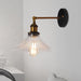 Industrial Elegance: Brass Cone Wall Sconce With Clear Ribbed Glass