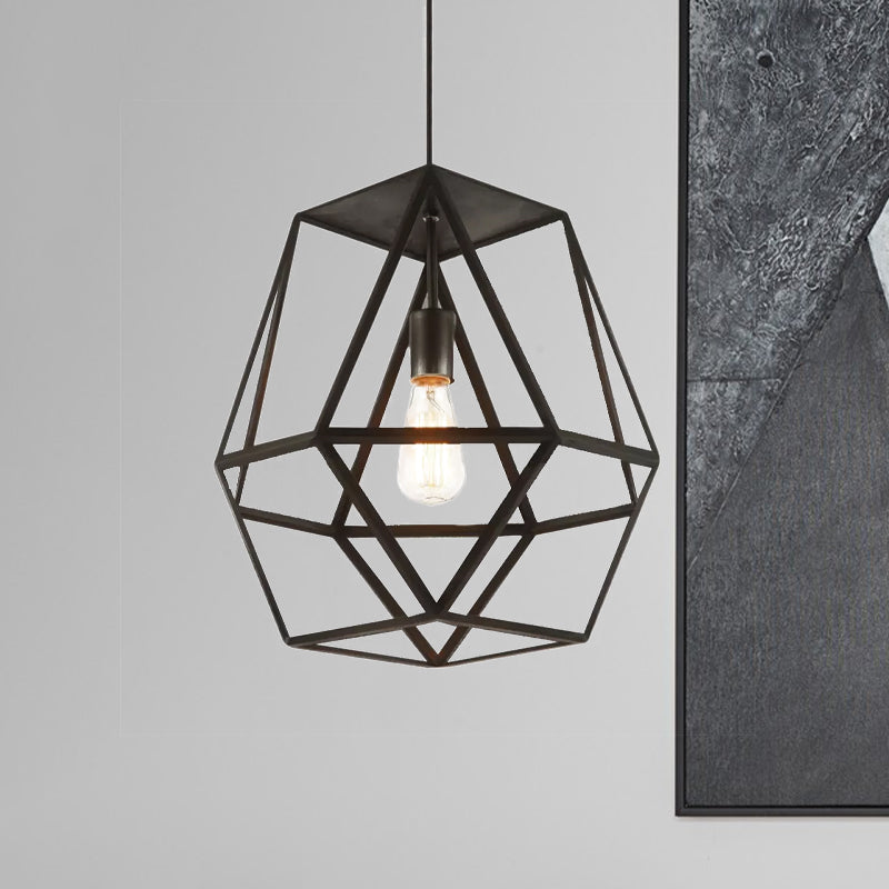 Penelope - Modern Industrial Pendant Light With Polygon Shade And Wire Guard