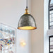 Antique Style Dome Pendant Lamp 1 Light Wrought Iron Hanging Fixture With Cord In Black/Rust