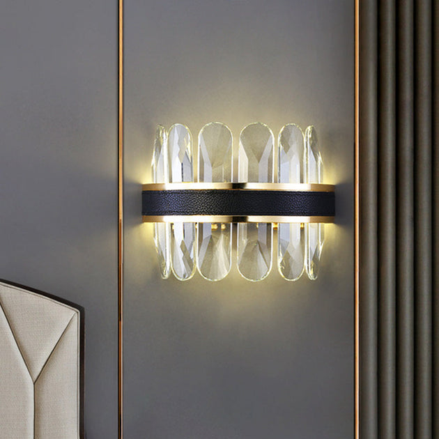 Noelle Elegance Meets Sparkling Illumination: The Black Led Wall Sconce With Crystal Shade Clear