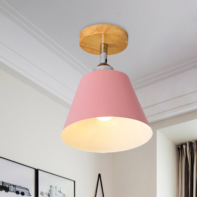 Olivia’s Modern Cone Light - Pink & Gray Semi - Flush Mount