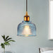 Sadie Modern Glass Pendant - Grid Design In Striking Colors Blue