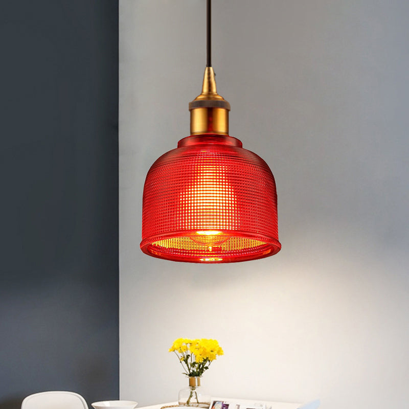 Sadie Modern Glass Pendant - Grid Design In Striking Colors Red