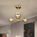 Daphne’s Mid - Century Charm: Amber Glass Orb Semi - Flush Chandelier Ceiling Light