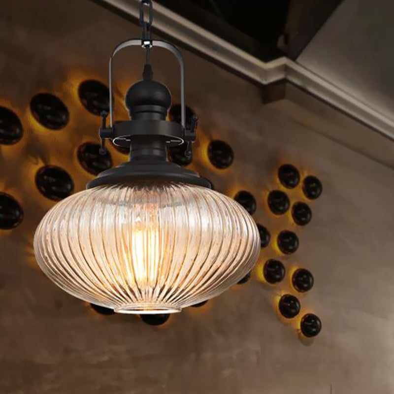 Evelyn’s Enchanting Embrace - Ribbed Glass Pendant Lamp