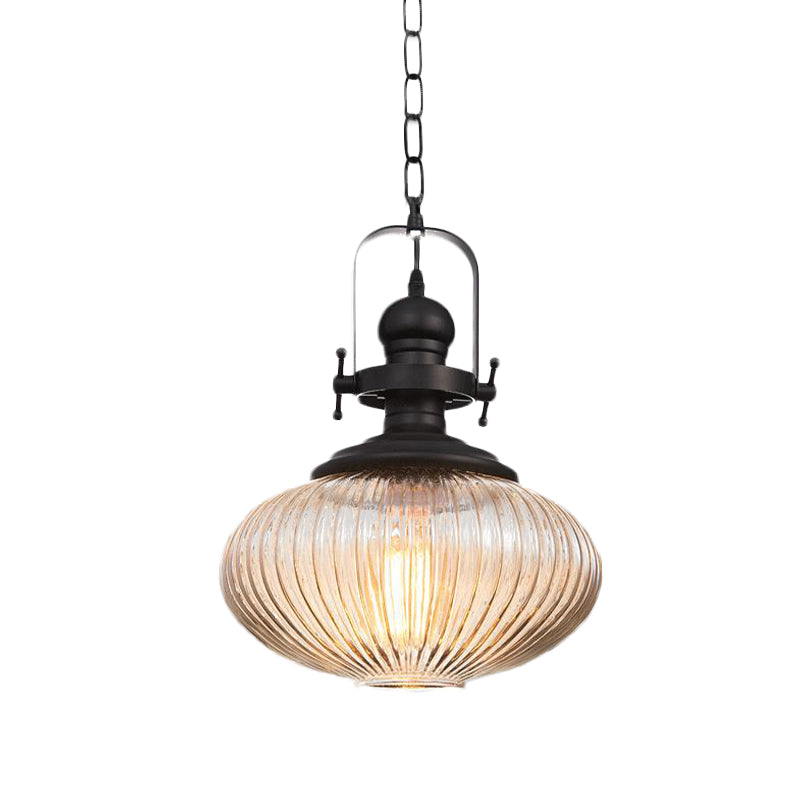 Evelyn’s Enchanting Embrace - Ribbed Glass Pendant Lamp