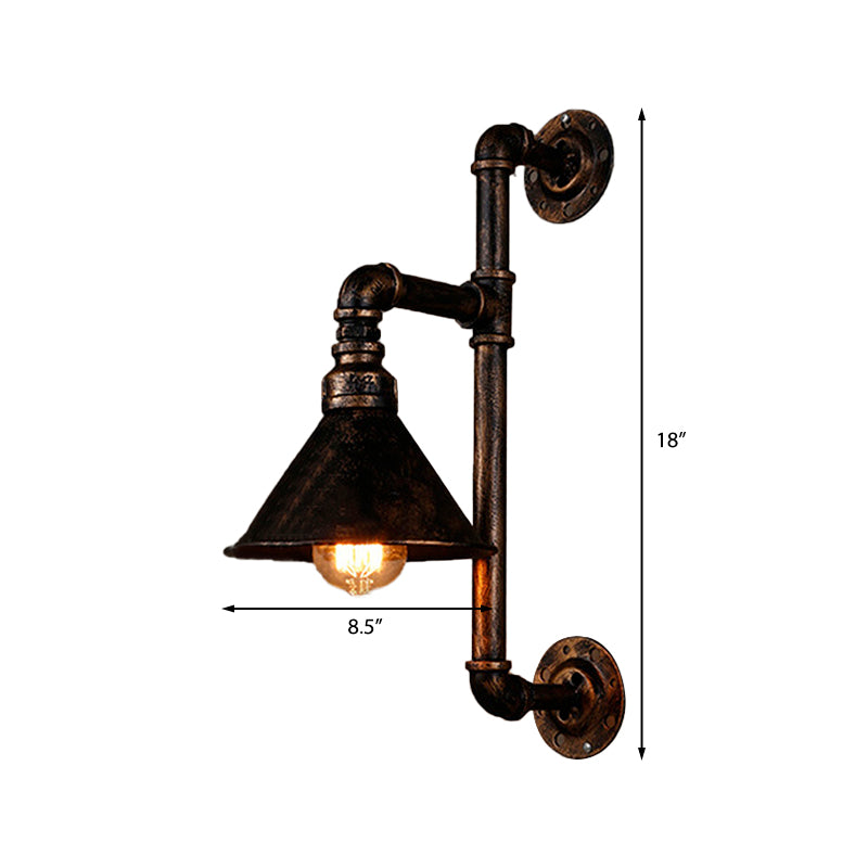 Watson - Rustic Industrial Wall Sconce With Dark Rust Finish (1 - Light)