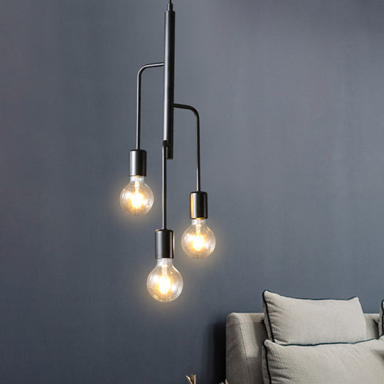 Illuminate Your Space With Timeless Style: The Industrial 3 - Light Chandelier Black