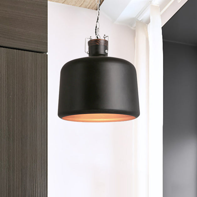 Carter - Industrial Bucket Pendant Light (Black/White 1 - Light) Black