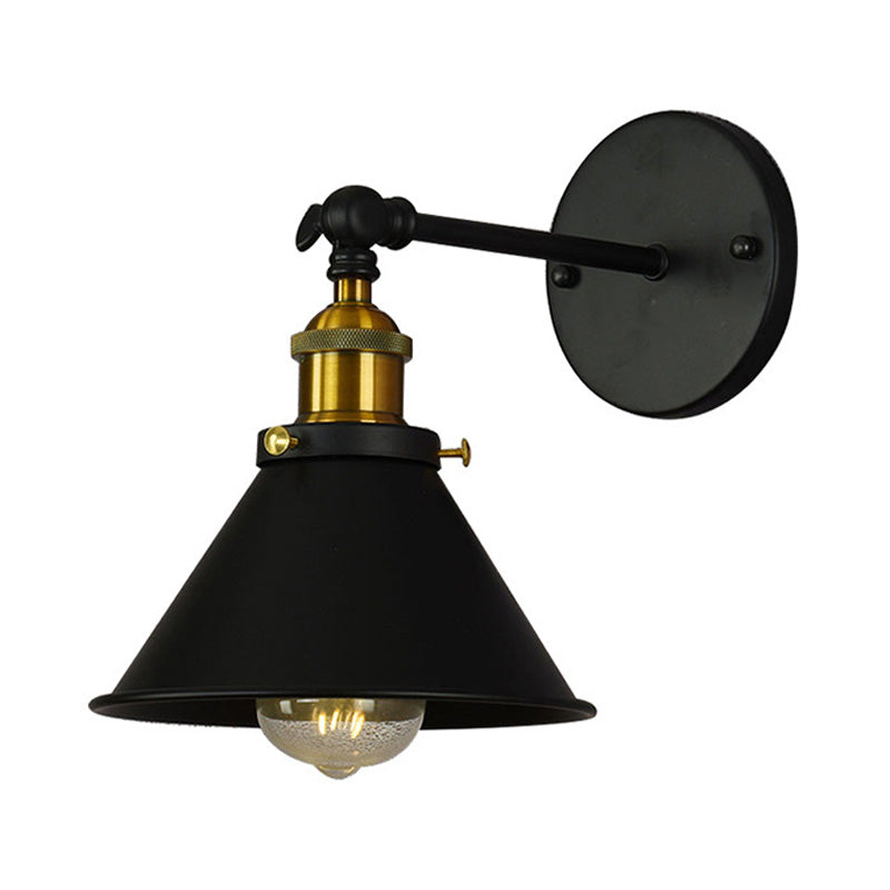 Alice - Industrial Black And Brass Flared Sconce Wall Lamp