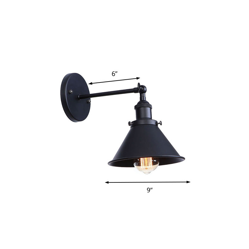 Alice - Industrial Black And Brass Flared Sconce Wall Lamp