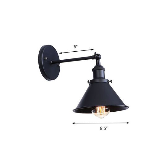 Alice - Industrial Black And Brass Flared Sconce Wall Lamp