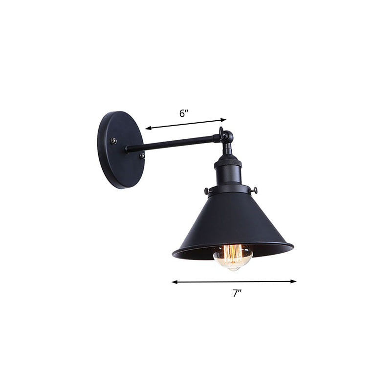 Alice - Industrial Black And Brass Flared Sconce Wall Lamp