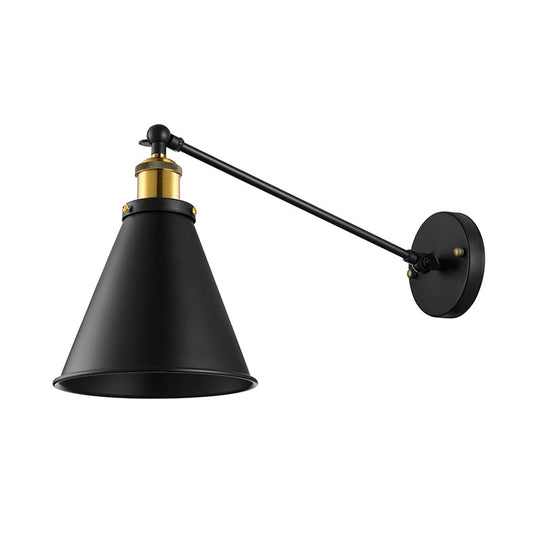 Avery - Industrial Swing Arm Sconce With Conic Shade (1 - Light Black) Wall Light