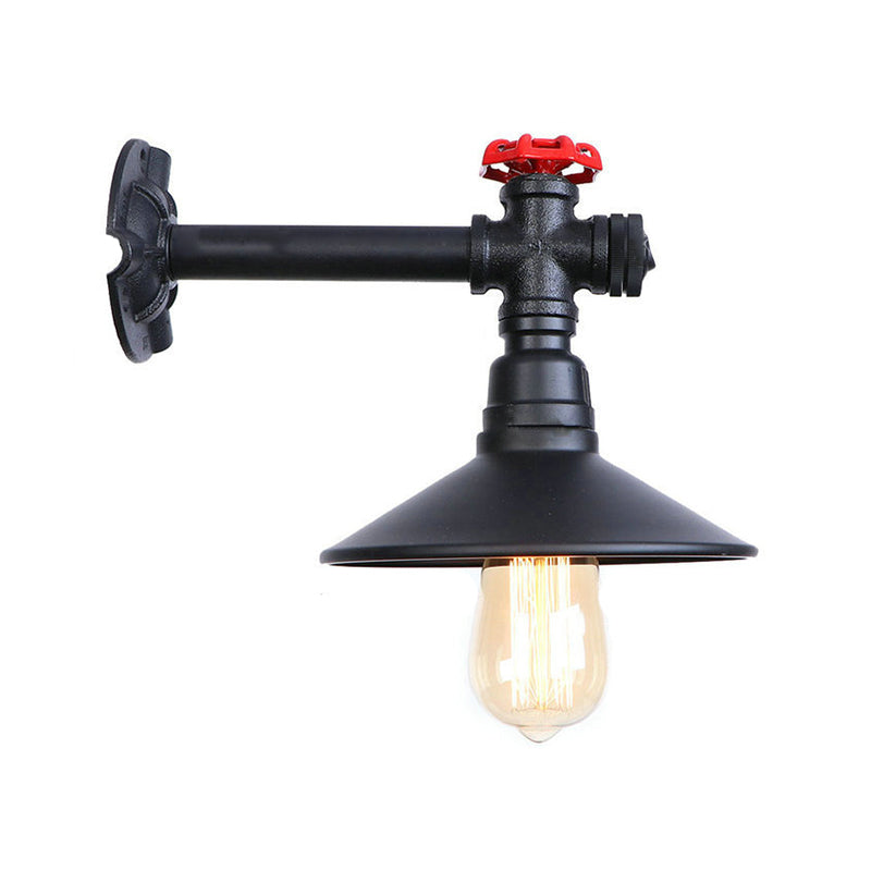 Ruby - Industrial Chic Wall Sconce With Red Valve Accent