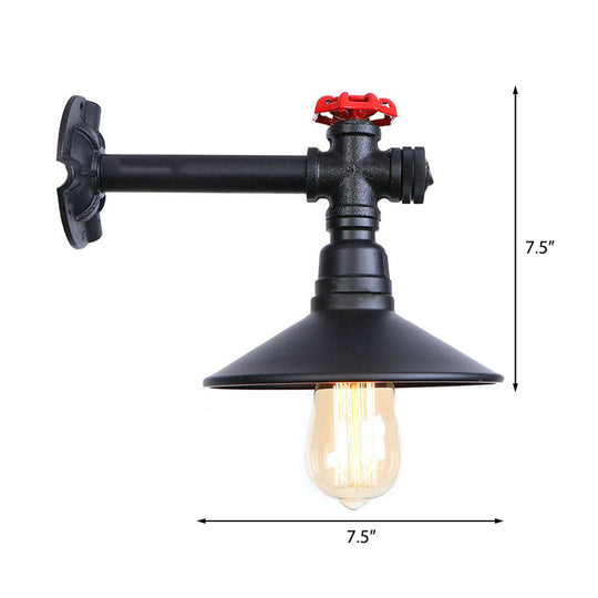 Ruby - Industrial Chic Wall Sconce With Red Valve Accent