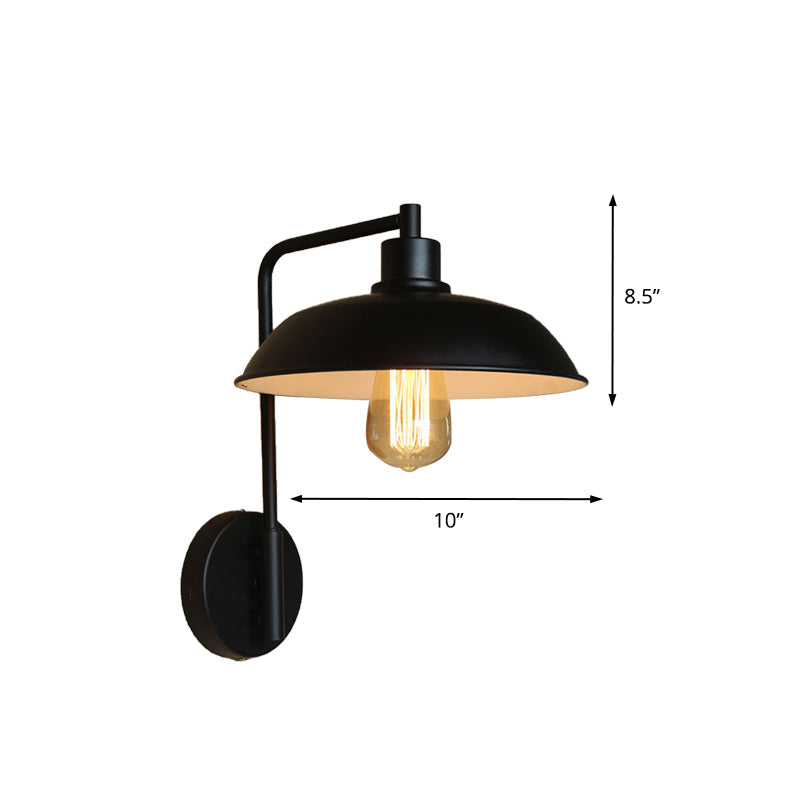 Skylar Style Barn Wall Sconce - Black/Rust Metallic With Curved Arm