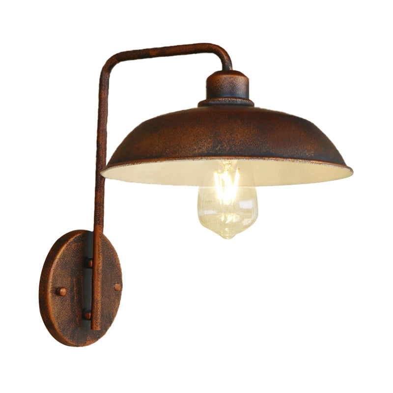 Skylar Style Barn Wall Sconce - Black/Rust Metallic With Curved Arm