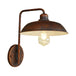 Skylar Style Barn Wall Sconce - Black/Rust Metallic With Curved Arm