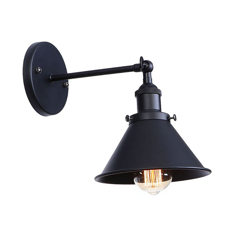 Alice - Industrial Black And Brass Flared Sconce / 7’ Wall Lamp